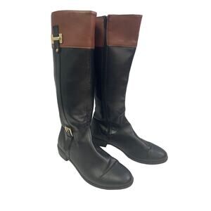 Karen Scott Womens US Size 9.5 Deliee Faux Leather Low Heel Tall Riding Boots